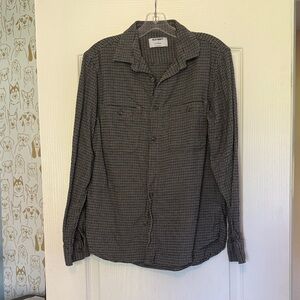Old Navy Black and White Casual Button Down Flannel Shirt